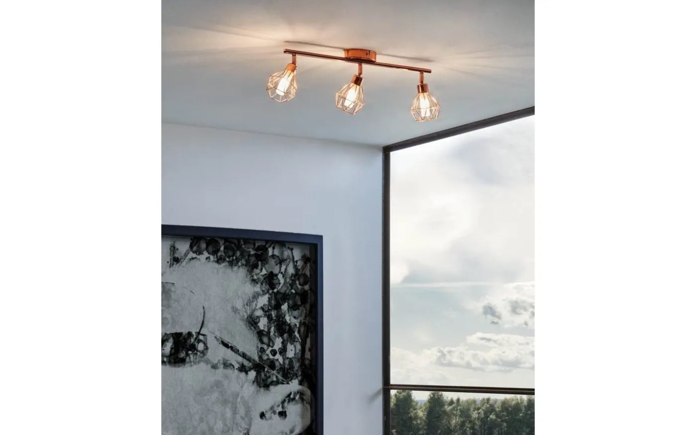 Zapata Takspotlight 52cm G9 LED 3000K 3x3W Koppar