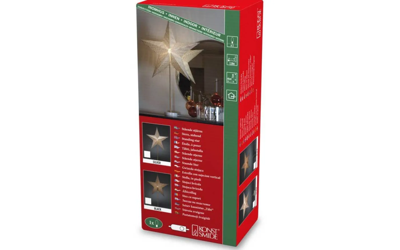 Zoe Julstjärna på Fot 71cm Silver/Mässing/Vit